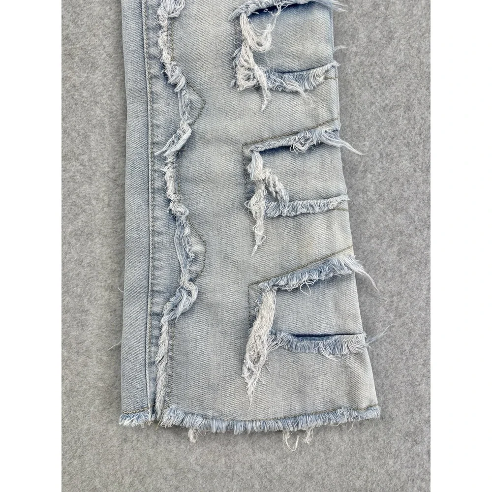 Guapi Stacked Flare Distressed Jeans Light Wash Men's Size 32